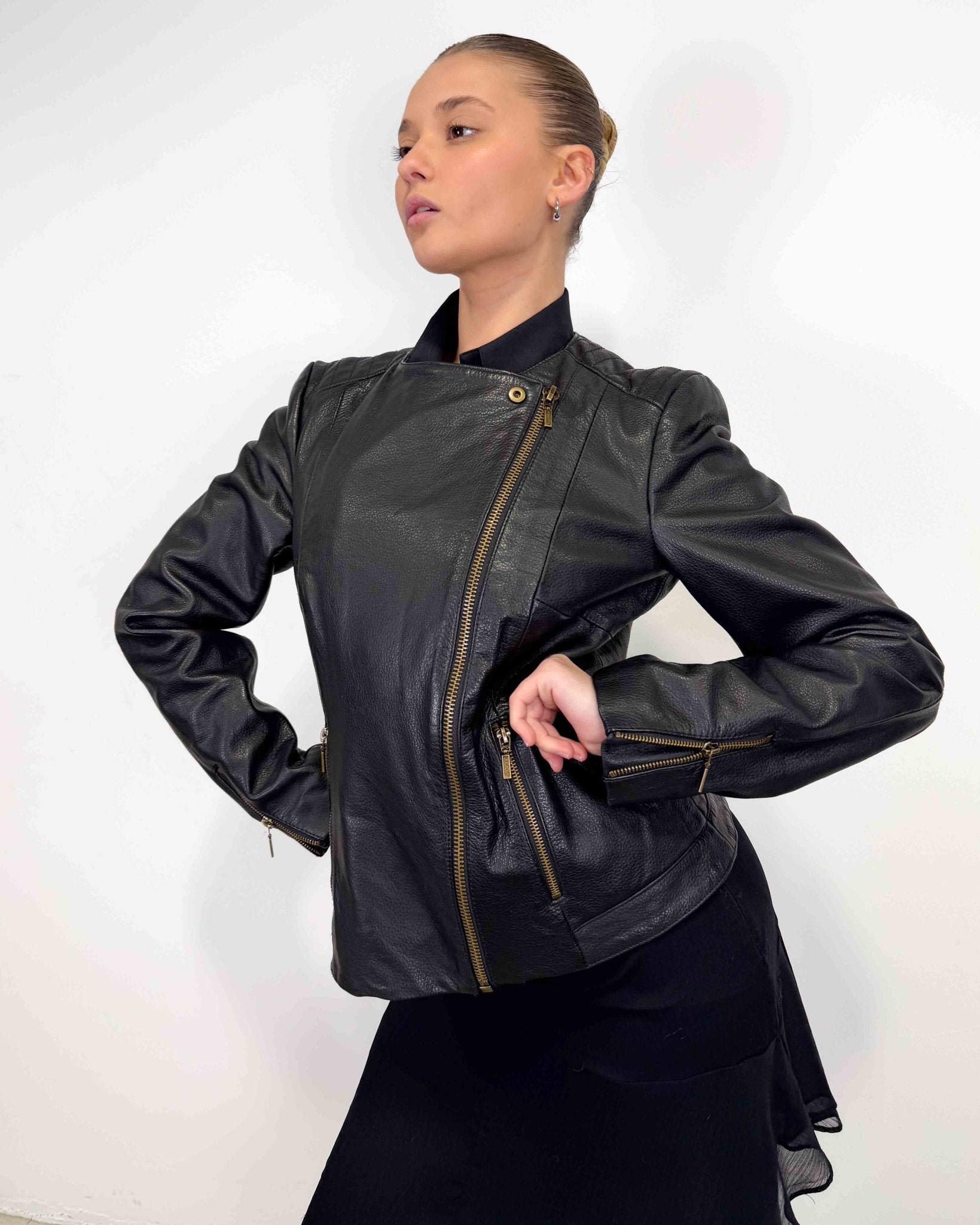 The Nuria leather jacket - rig vert