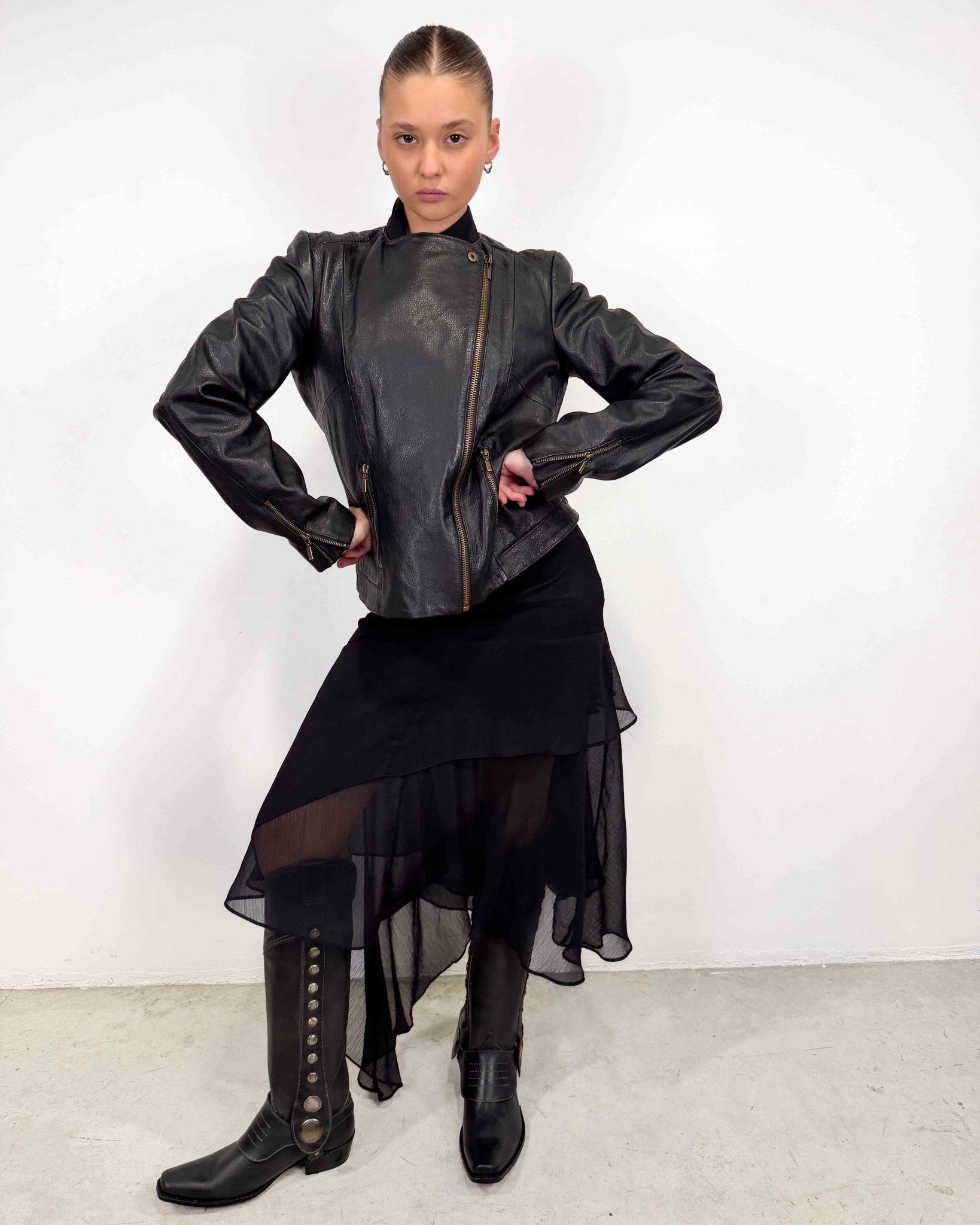 The Nuria leather jacket - rig vert