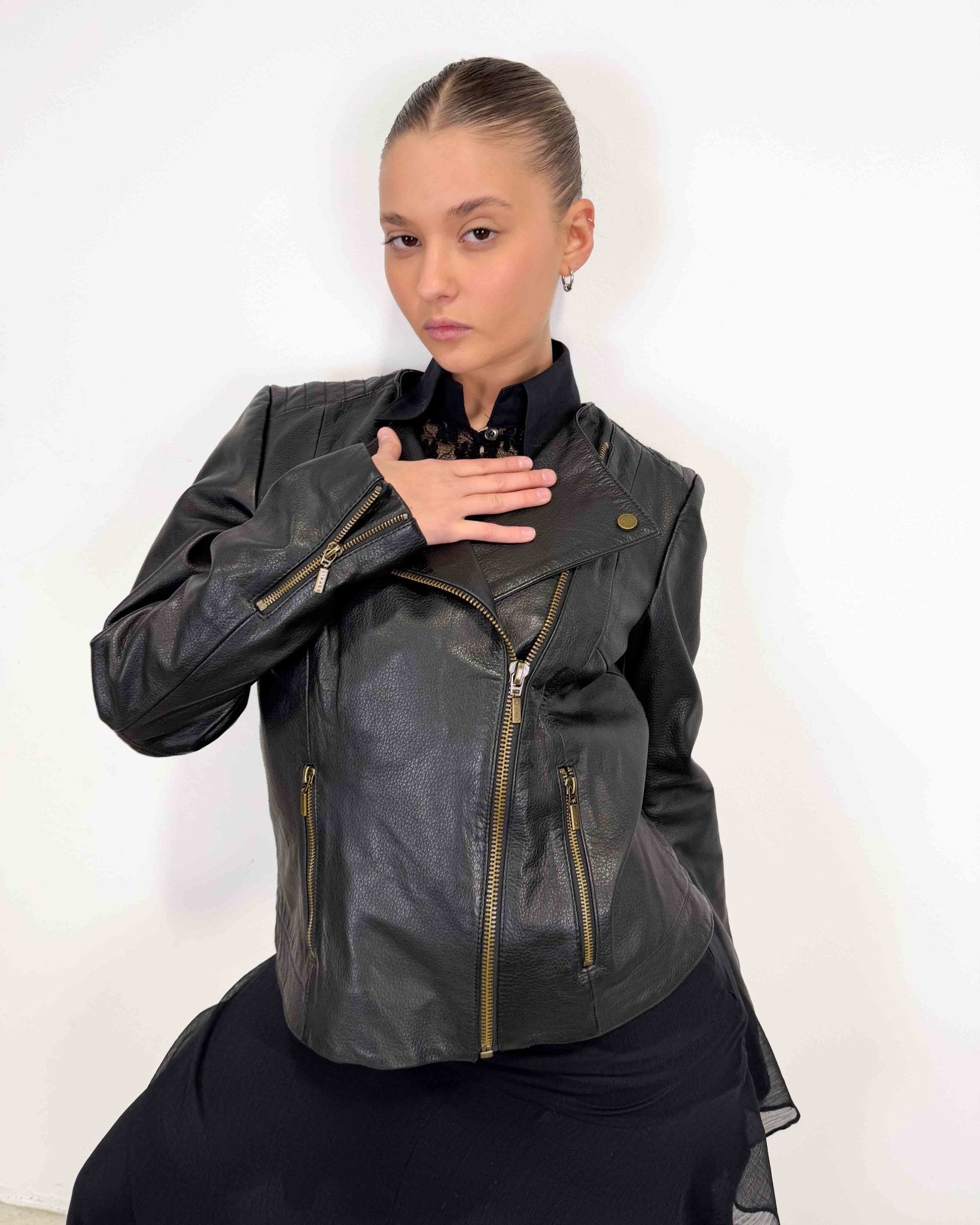 The Nuria leather jacket - rig vert