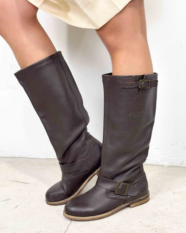 The Olive leather boots - rig vert