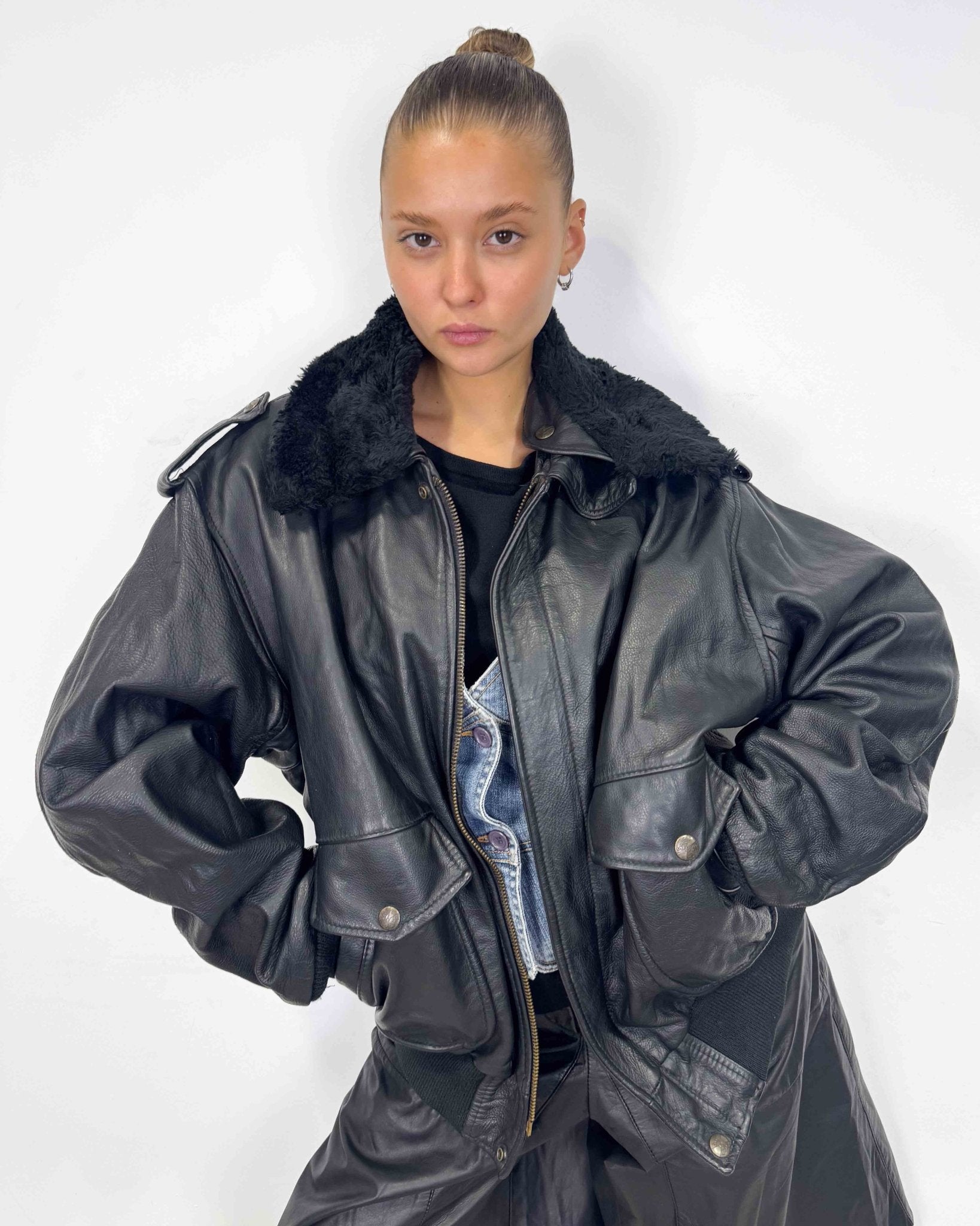 The Olivia leather jacket - rig vert
