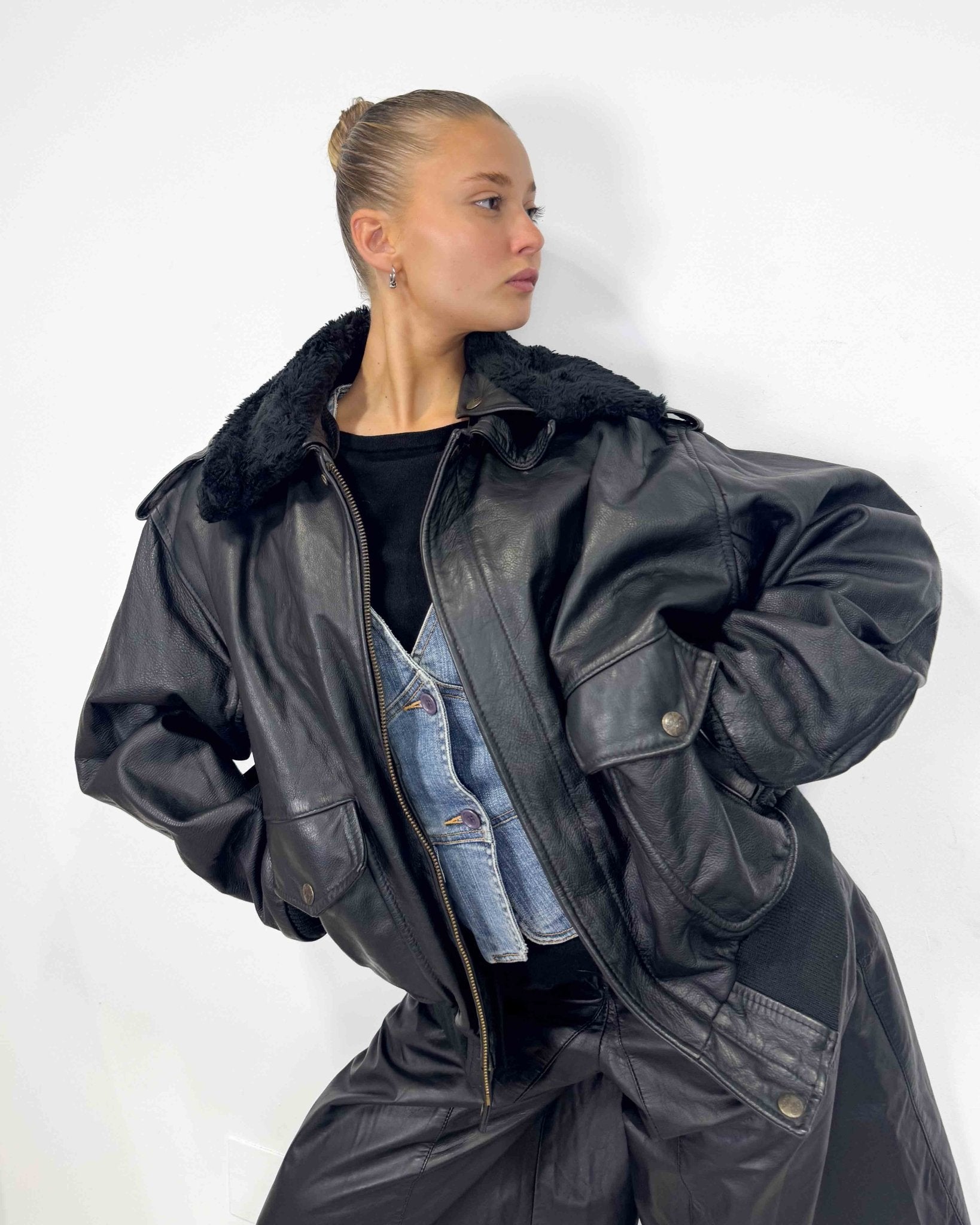 The Olivia leather jacket - rig vert