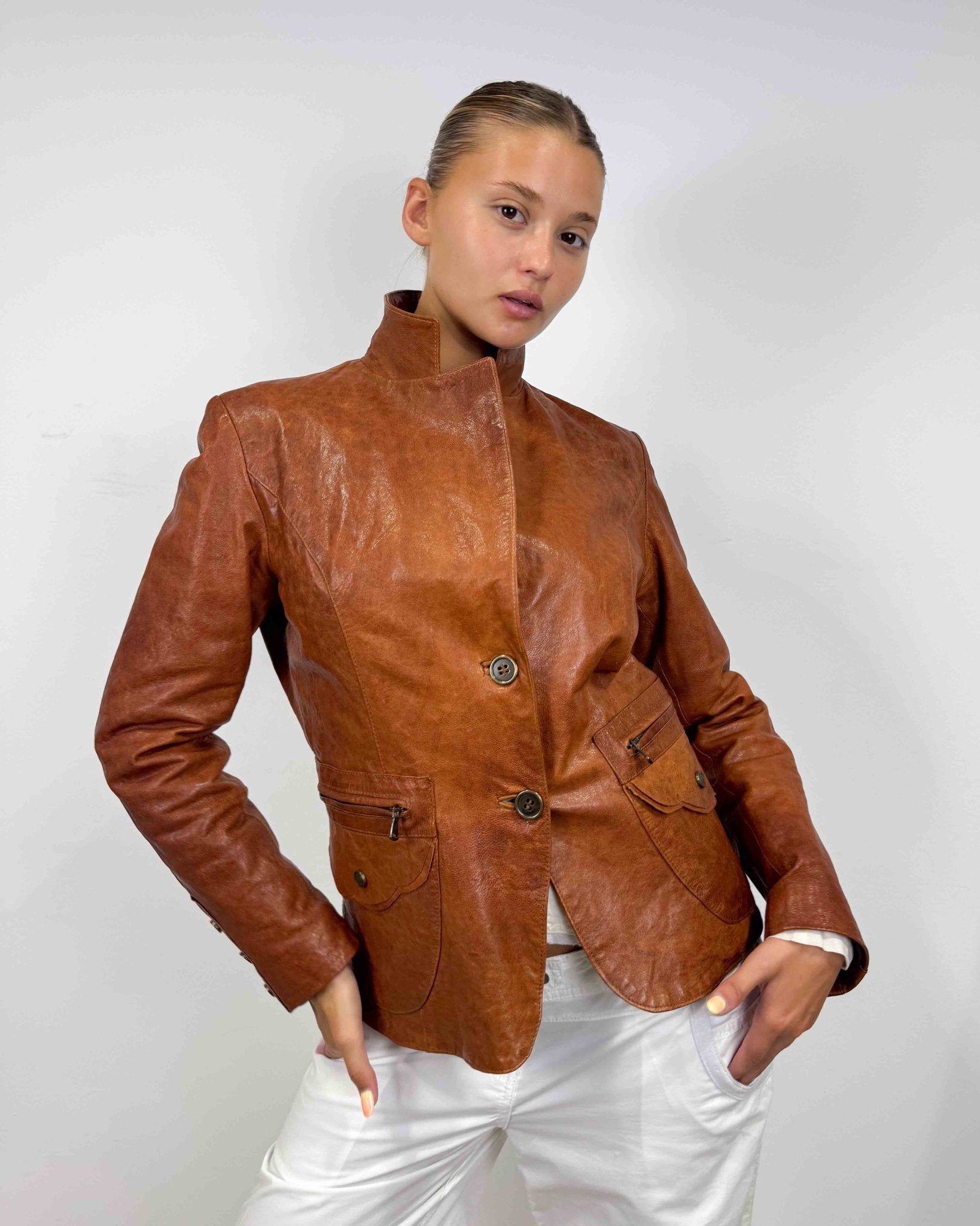 The Oriane leather jacket - rig vert