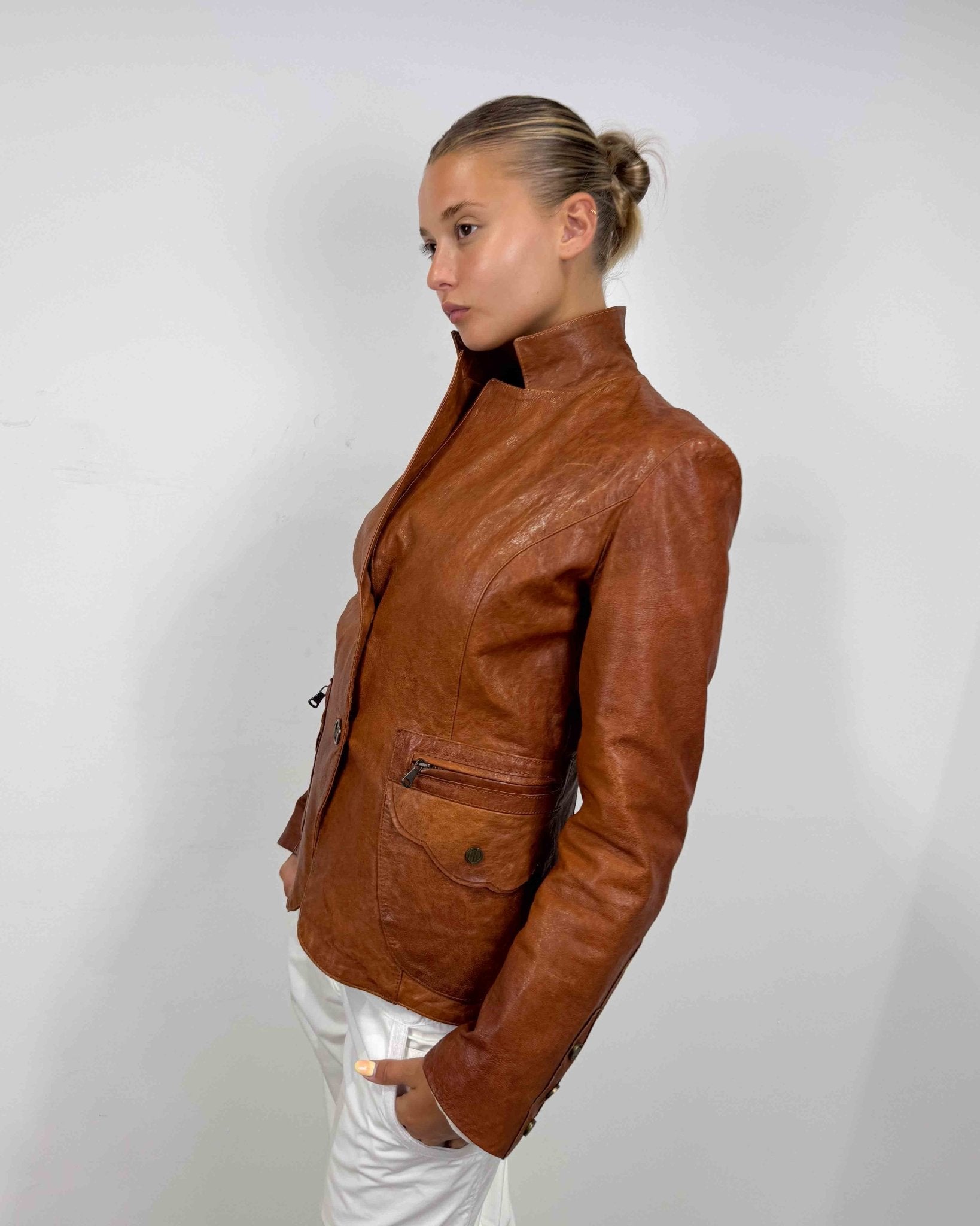 The Oriane leather jacket - rig vert