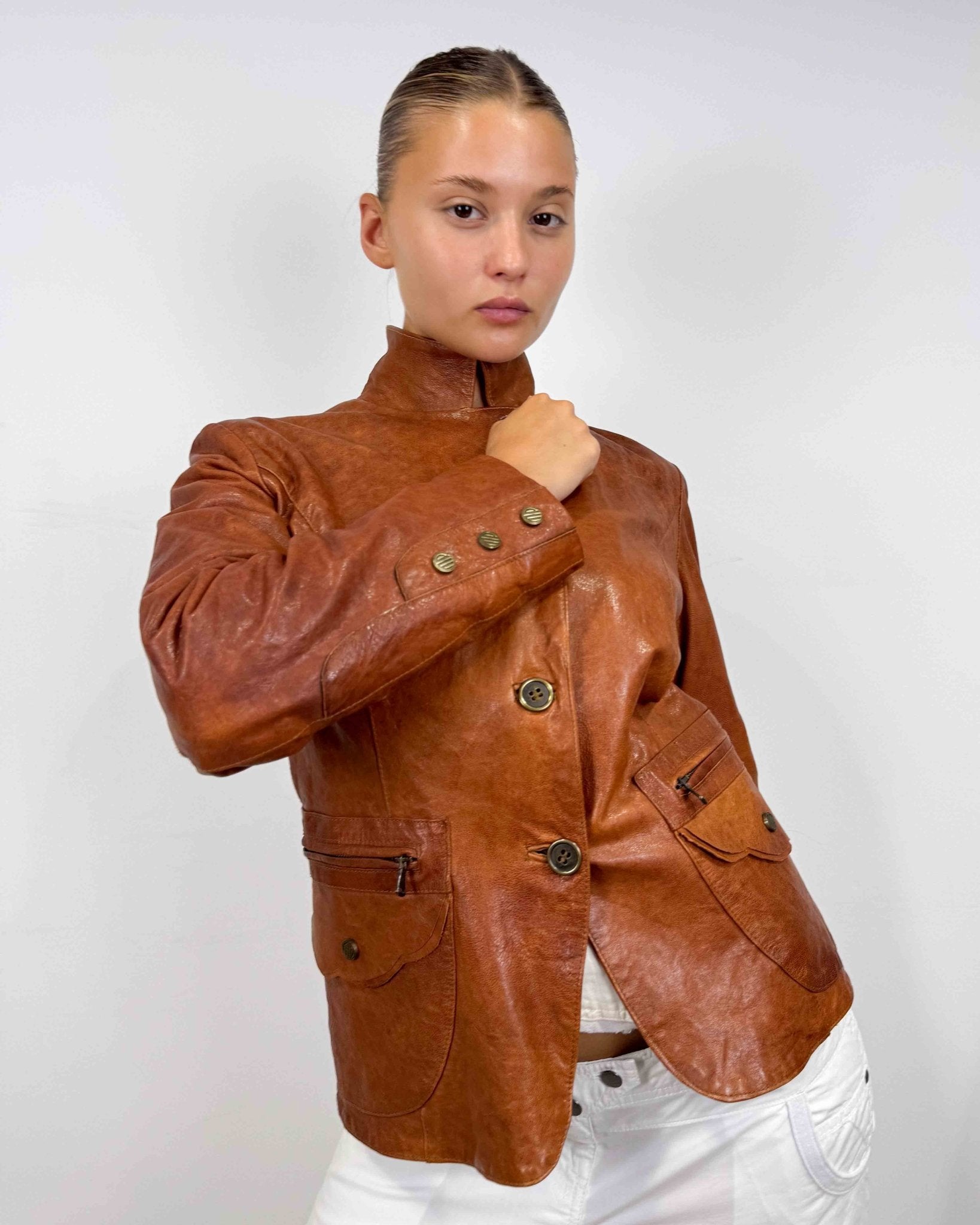 The Oriane leather jacket - rig vert