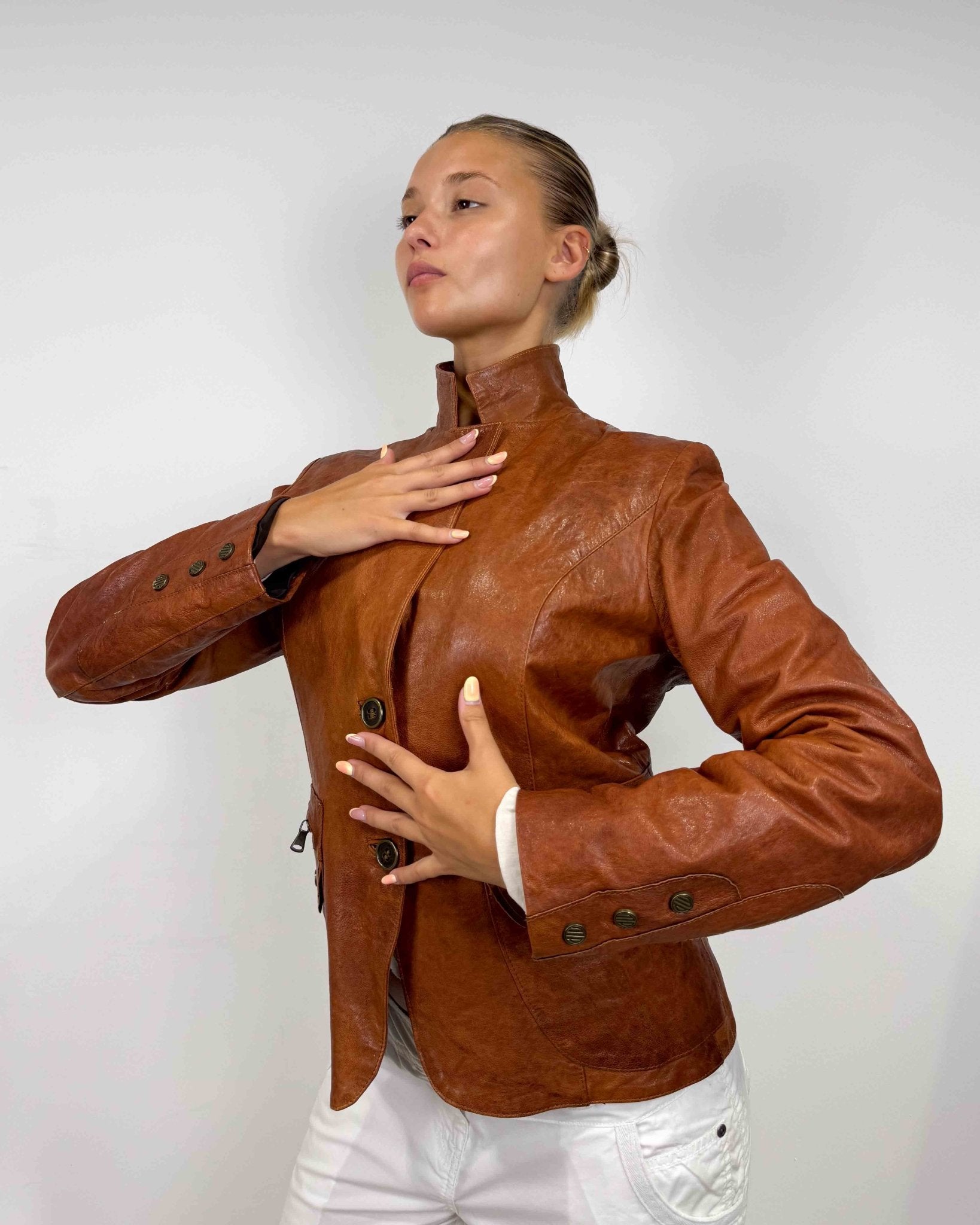 The Oriane leather jacket - rig vert