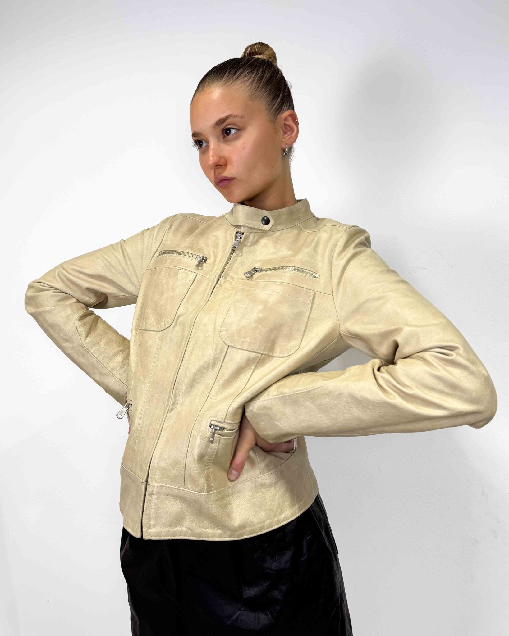 The Paige leather jacket - rig vert