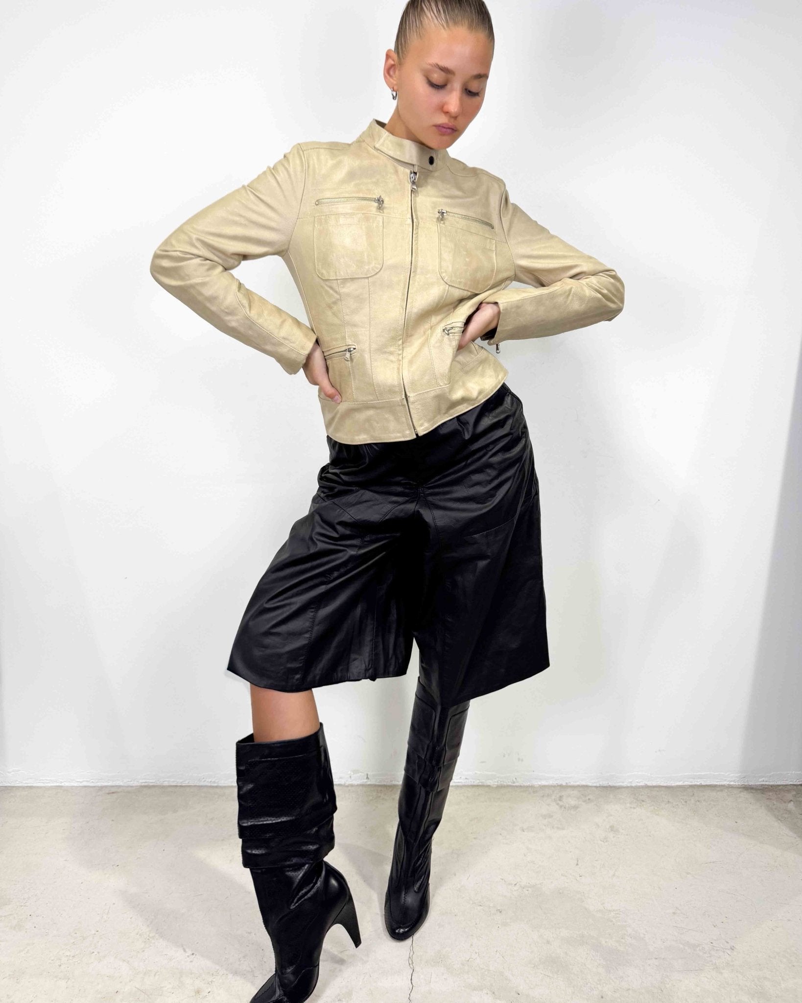 The Paige leather jacket - rig vert