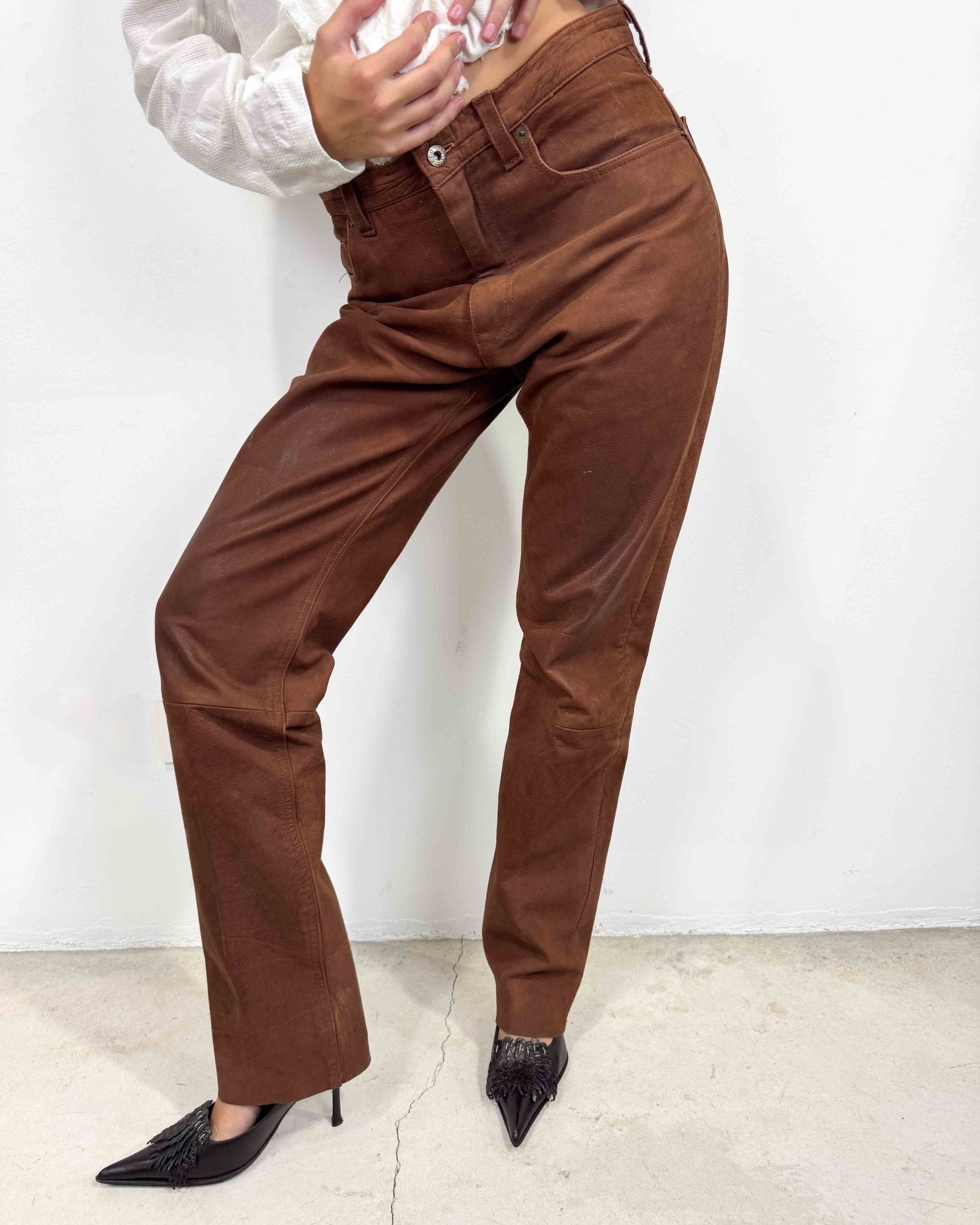 The Penelope leather pants - rig vert