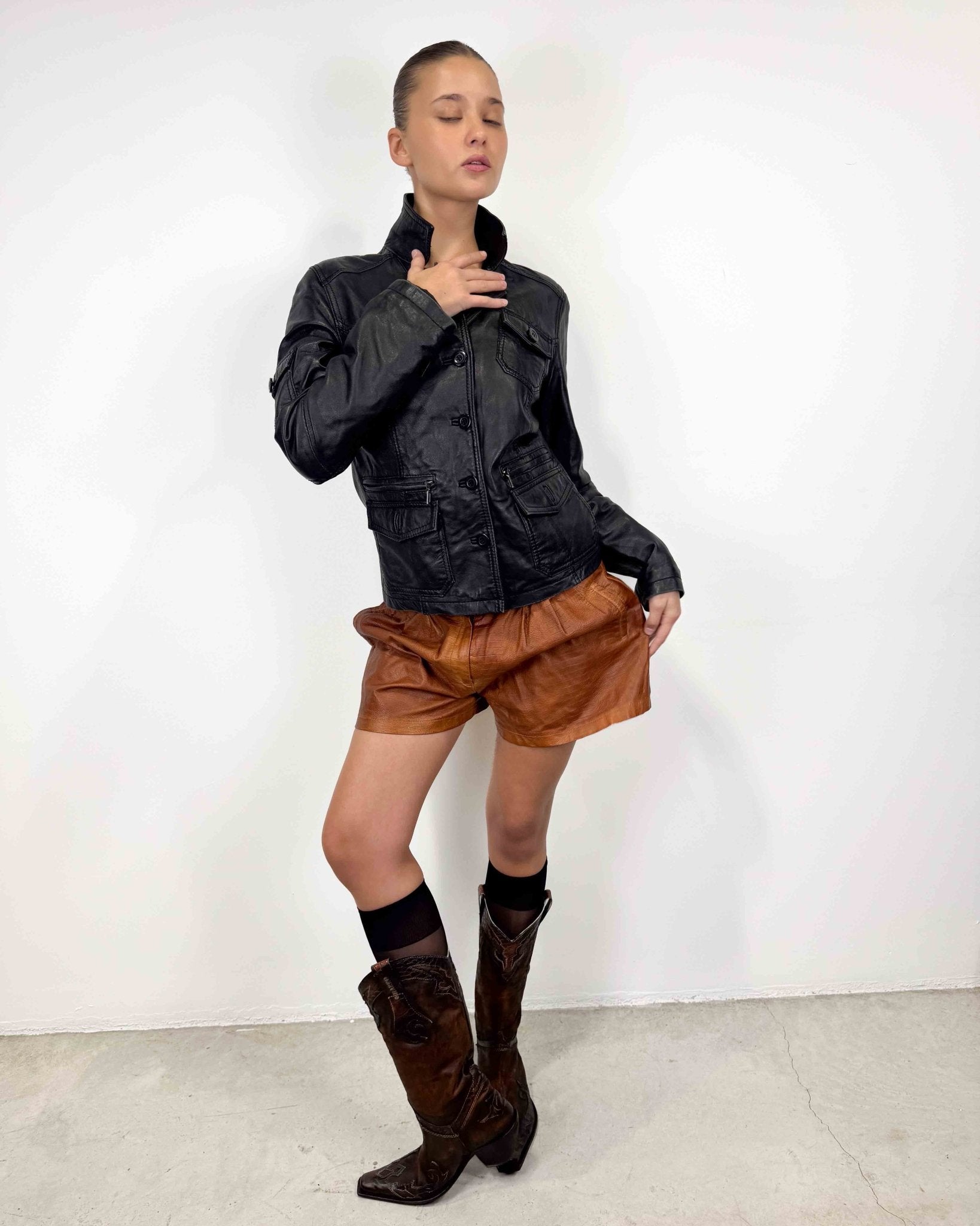 The Prue leather jacket - rig vert