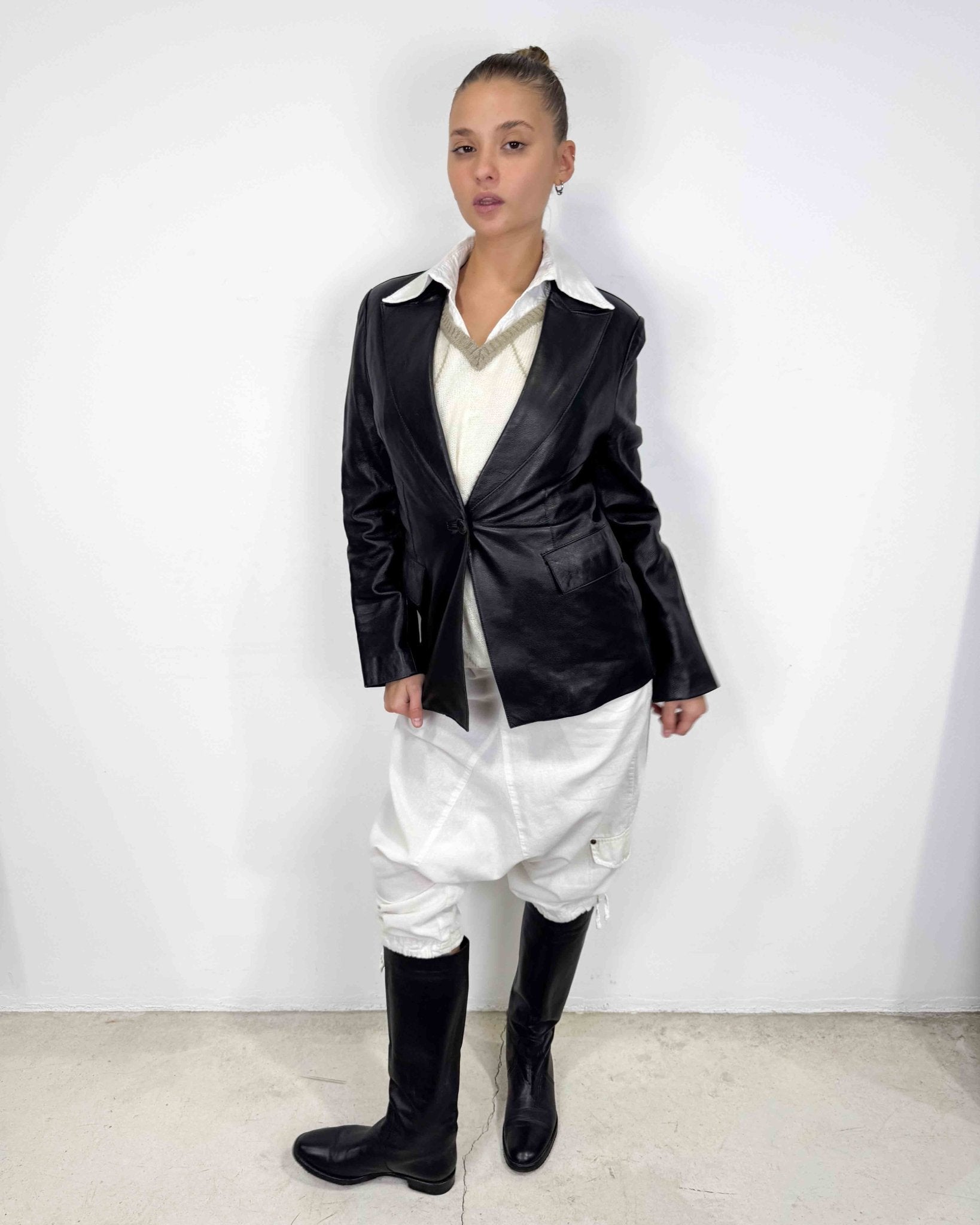 The Rue leather blazer - rig vert