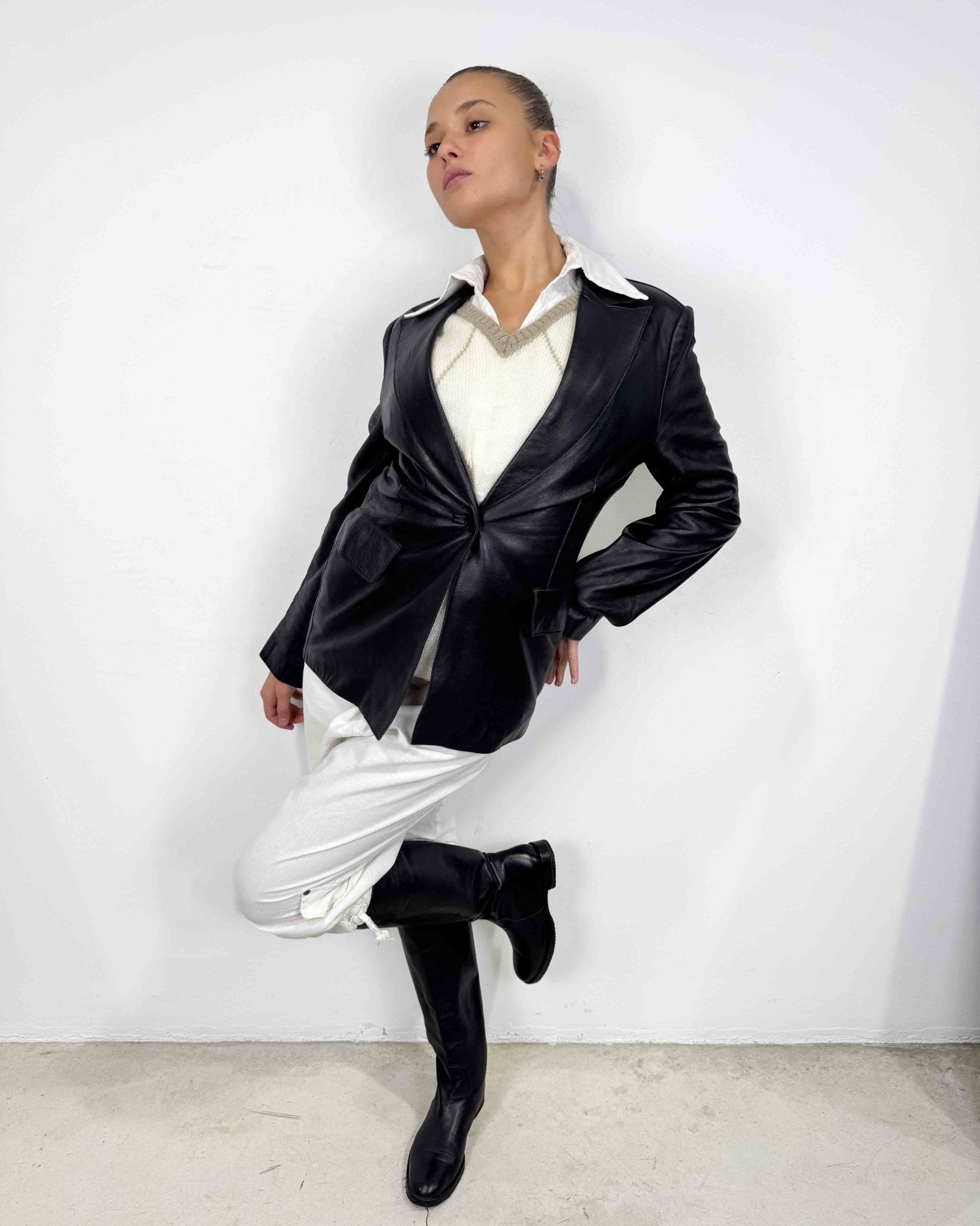 The Rue leather blazer - rig vert