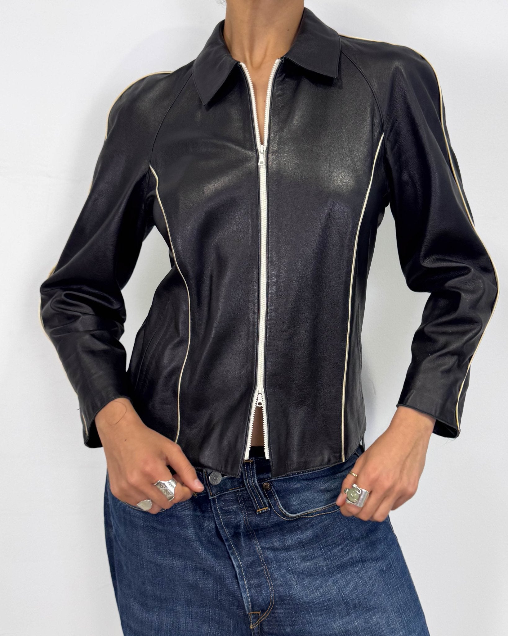 The Samantha leather jacket - rig vert