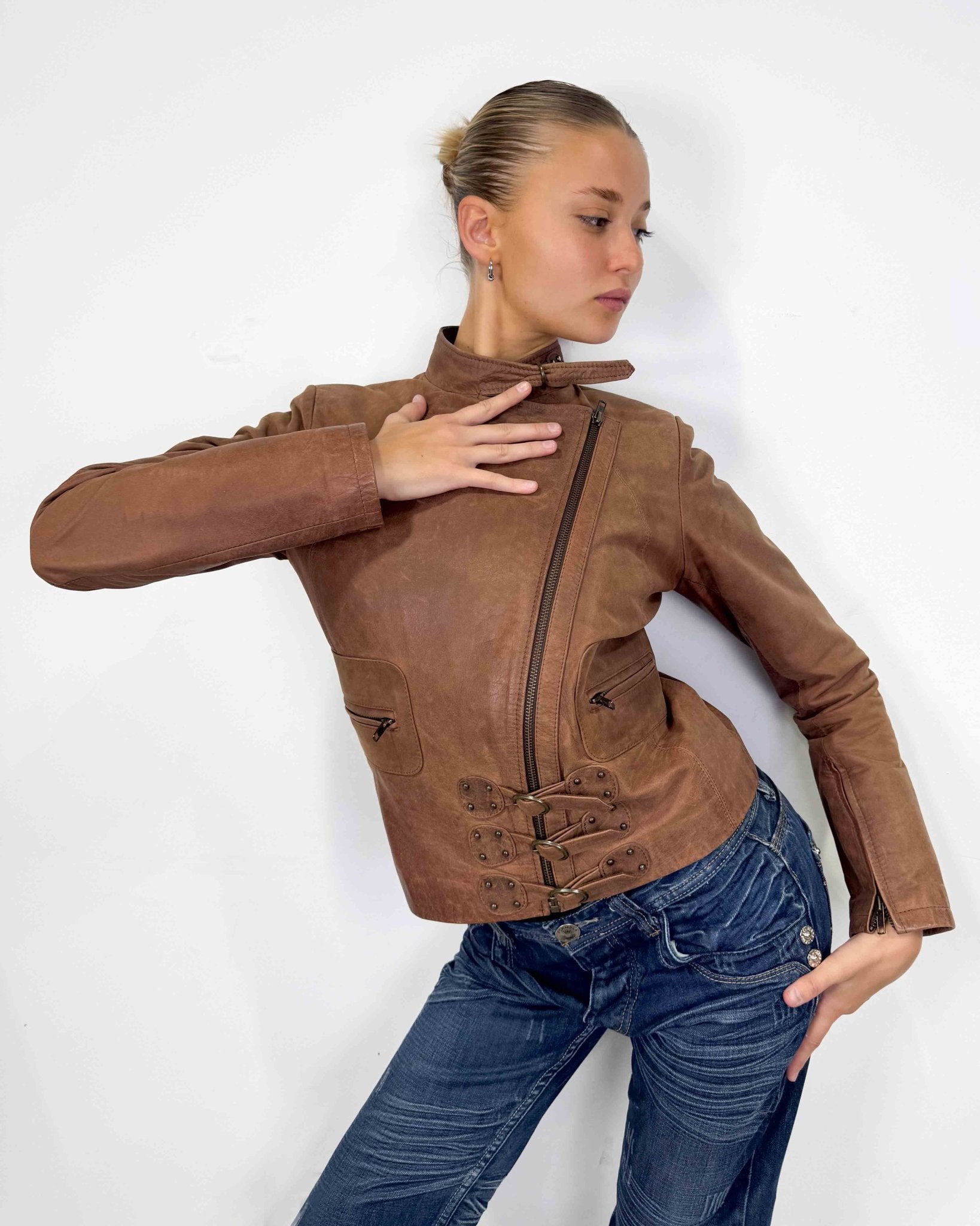 The Sarah leather jacket - rig vert