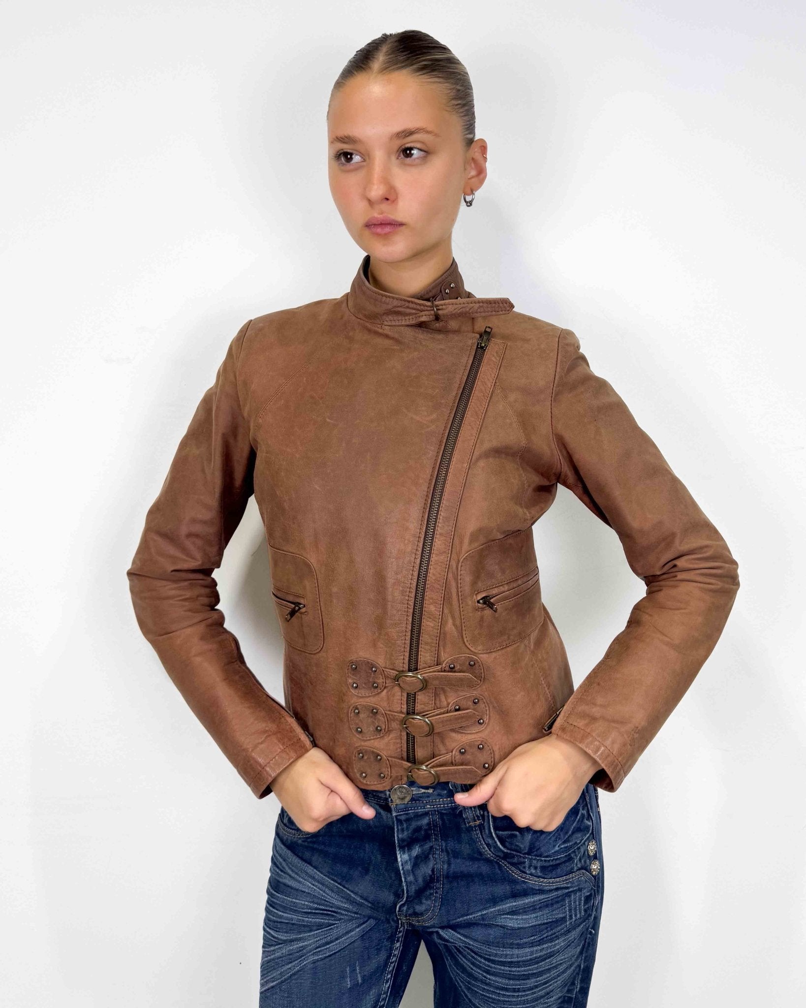 The Sarah leather jacket - rig vert