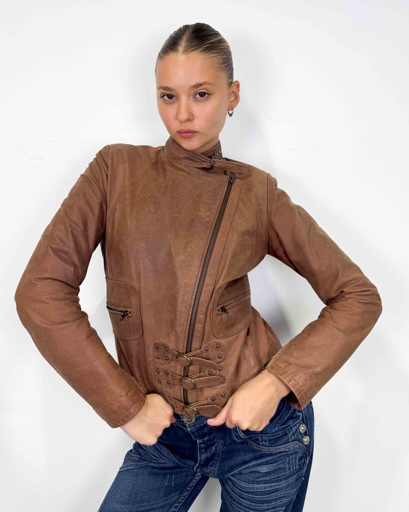 The Sarah leather jacket - rig vert