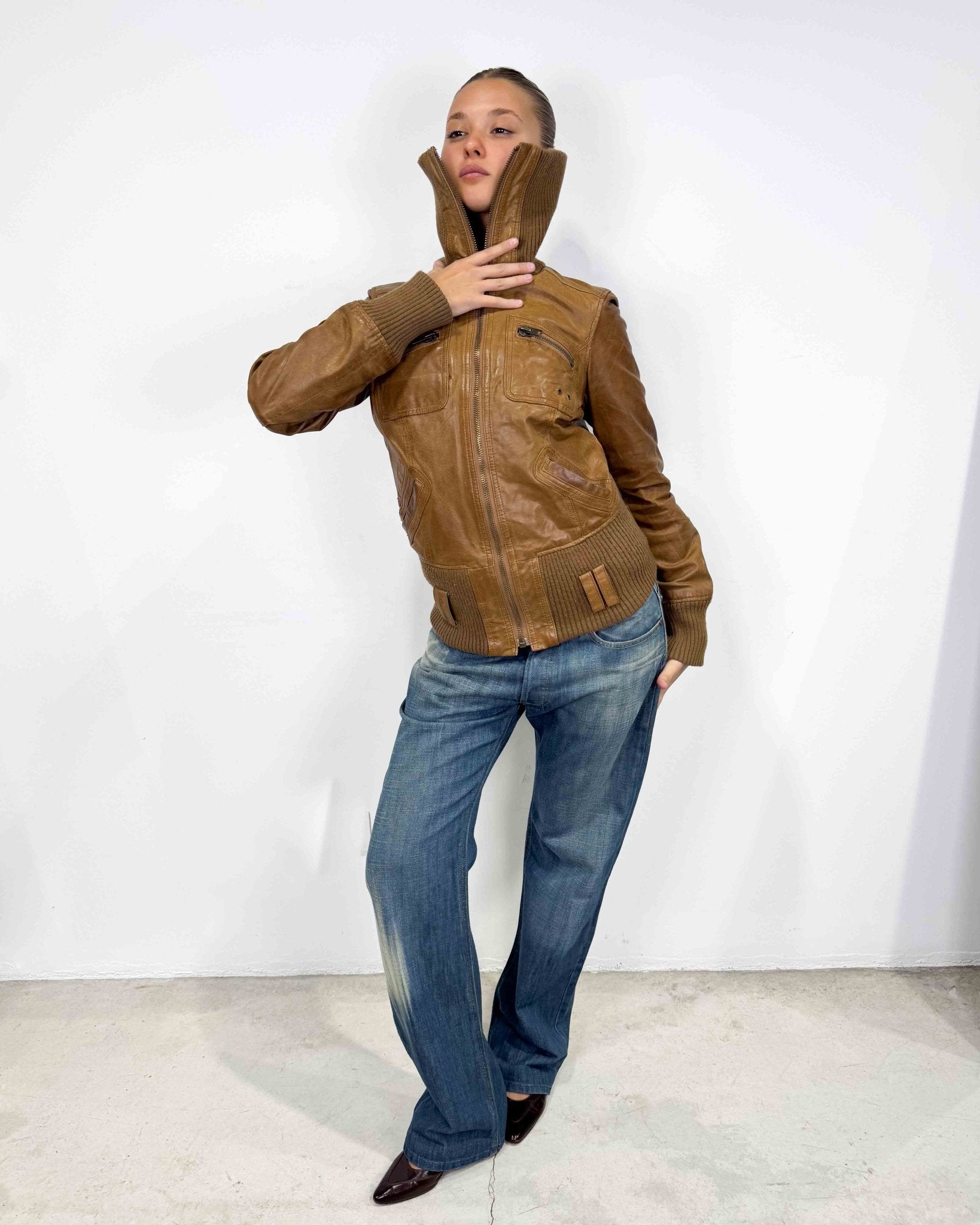 The Sasha leather jacket - rig vert