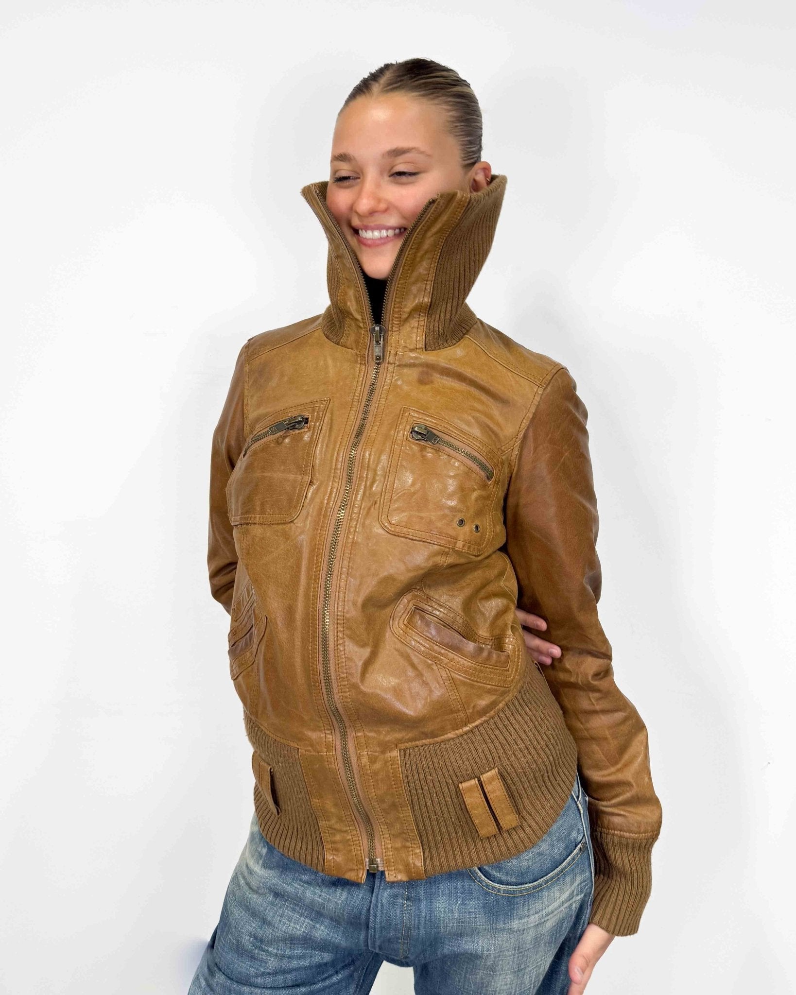 The Sasha leather jacket - rig vert