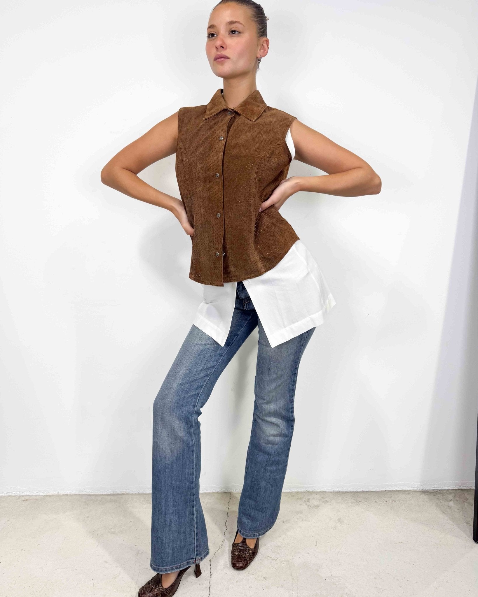 The Tonya leather vest - rig vert