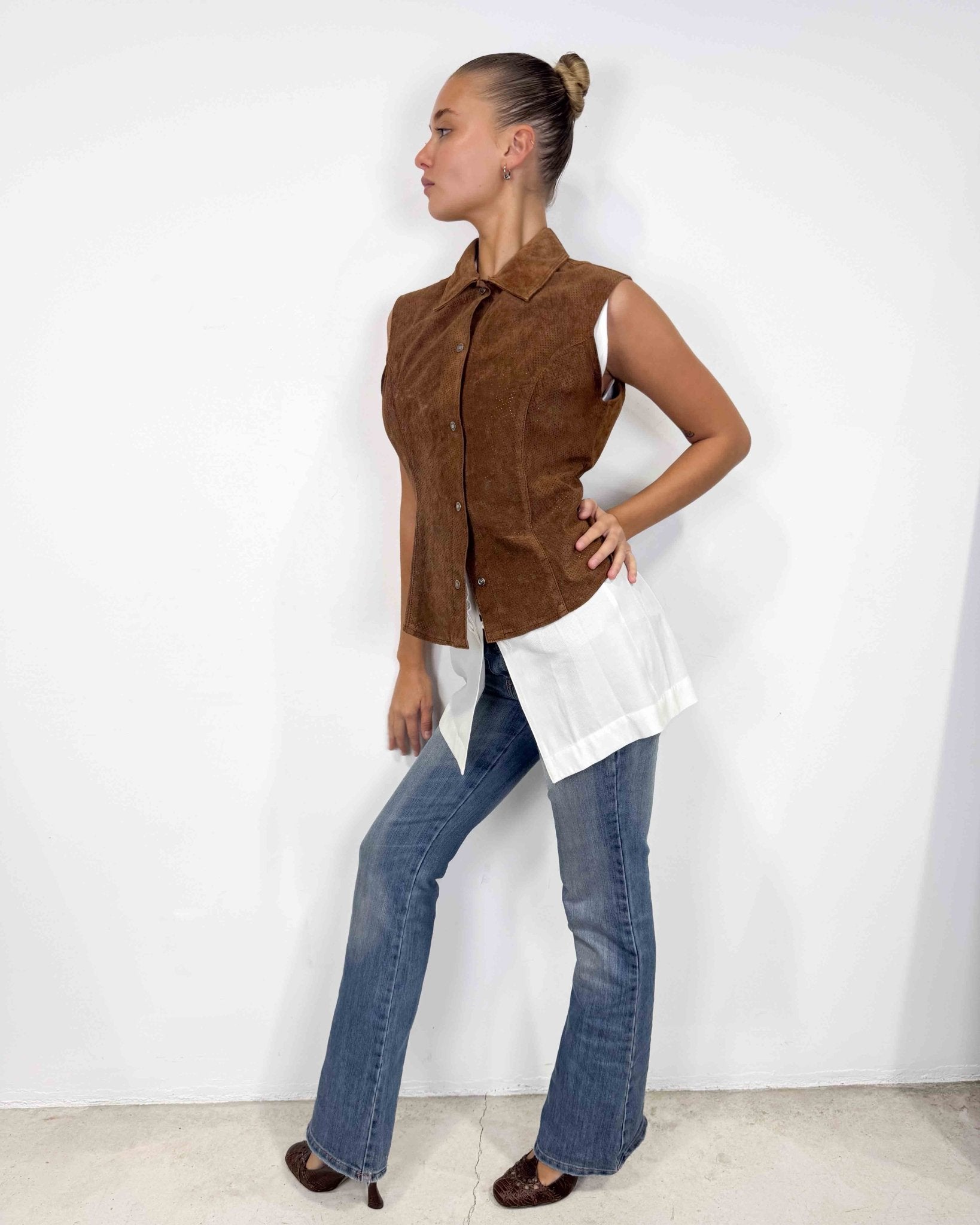 The Tonya leather vest - rig vert