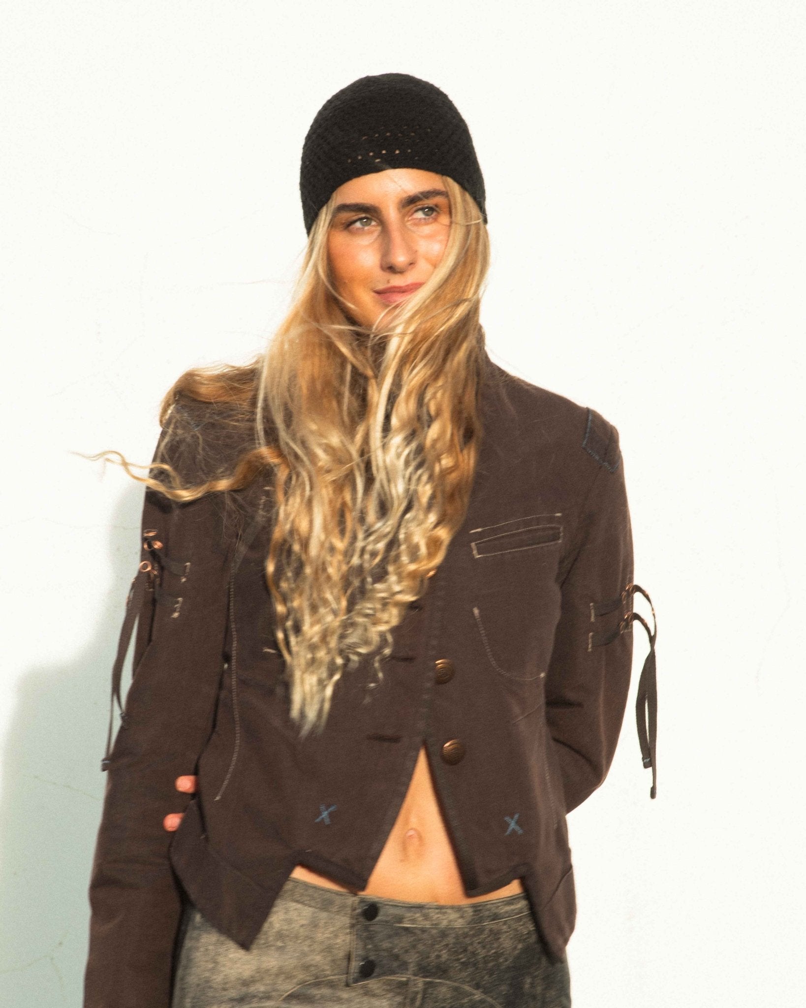 Knitted beanie - rig vert